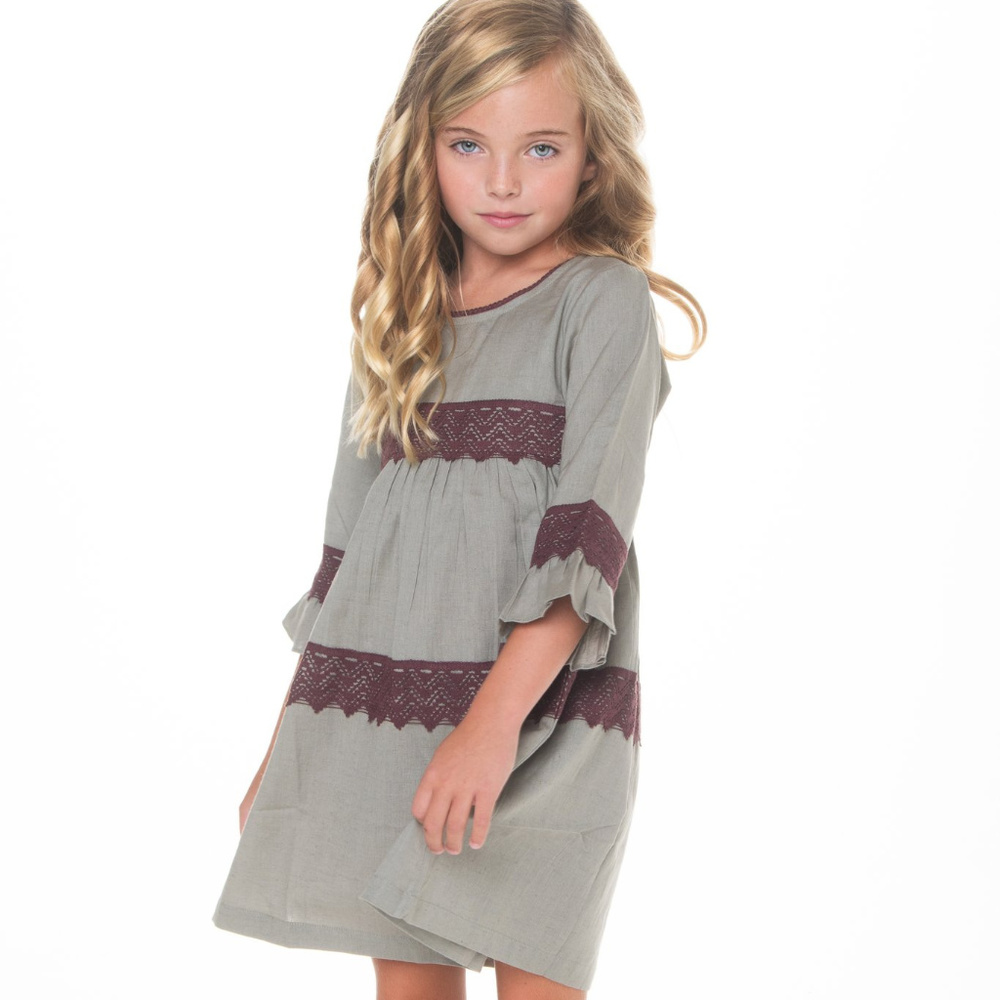 NEW Boho Kids Grey Lace Dress
